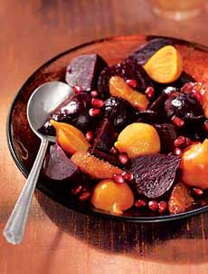Beets And Oranges With Warm Pomegranate Port Sauce