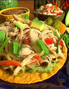 Chicken Tostadas With Diced Avocados, Tostadas De Salpicón