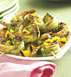 Grilled Mango-Citrus Chimichurri Shrimp