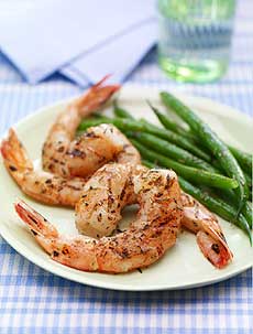 Grilled Shrimp With Green Tea And Peach Marinade