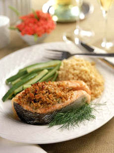 Baked Salmon with Peppercorn Crust