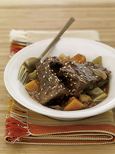 Sesame Root Beer Braised Short Ribs and Sweet Potatoes