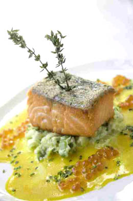 Roasted Salmon With Caviar Sauce