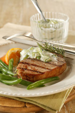 Grilled pork chop with raita