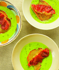 Pea Soup With Serrano Ham & Toast