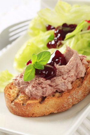 Pate & Triple Berry Jam Crostini