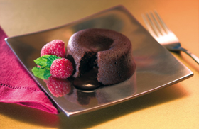 Molten Chocolate Cake With Raspberries