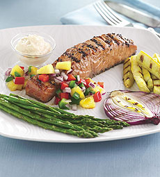 Grilled Salmon With Pineapple Salsa & Grilled Vegetables