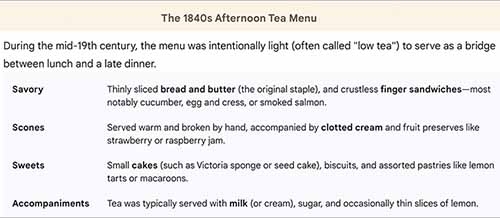 Afternoon Tea Menu