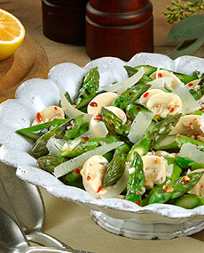 Grilled Asparagus & Mushroom Salad With Shaved Parmesan