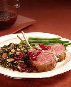 Cranberry-Marinated Rack Of Lamb With Almond Rice