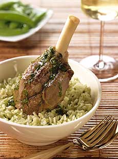 Thai-Curried Lamb Shanks With Cilantro Rice