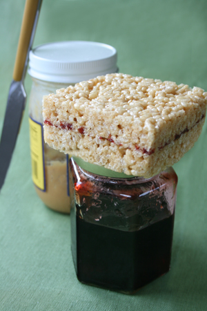 Peanut Butter And Jelly Rice Krispie Treats